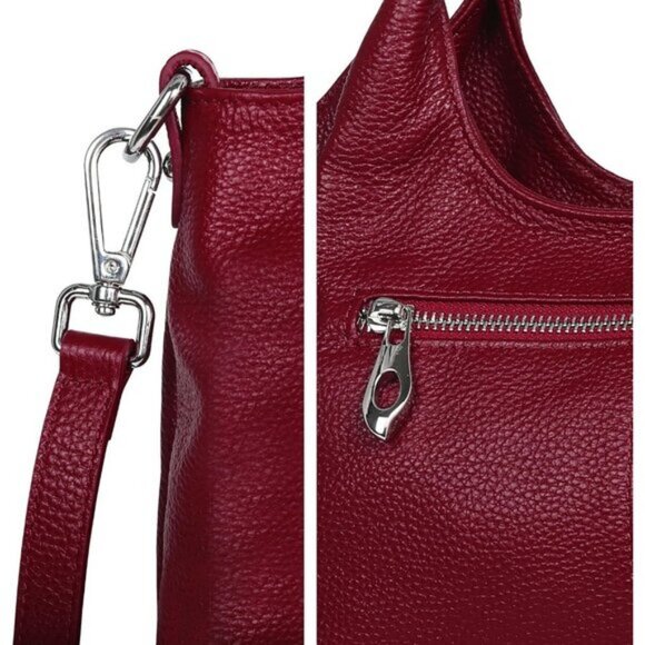 🆕Women Wine Genuine Leather Shoulder Bags Purses Satchel Designer Handbags - Picture 6 of 7